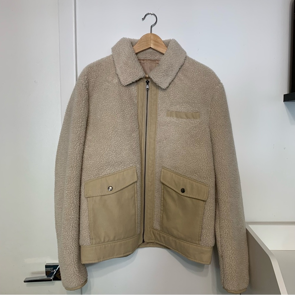 Saks Fifth Avenue Tan Sherpa Jacket Size Medium